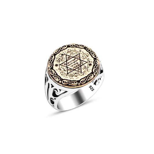 925 Silver Solomon Seal Ring For Men