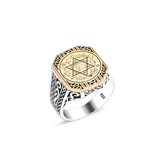 925 Silver Solomon Seal Ring For Men