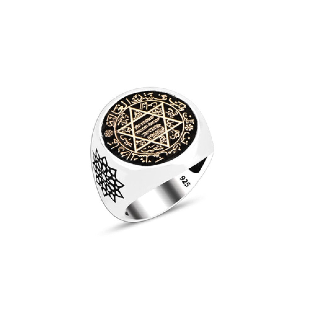 925 Silver Solomon Seal Ring For Men