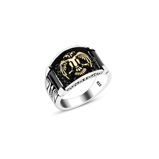 925 Silver Double Headed Eagle Ring For Men