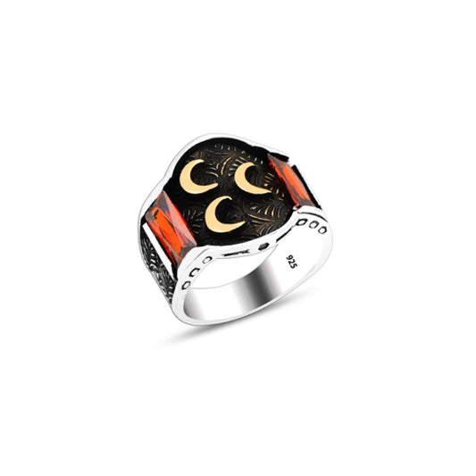 925 Silver Crescent Ring For Men