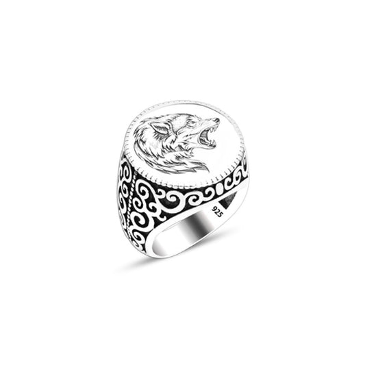 925 Silver Wolf Head Ring For Men