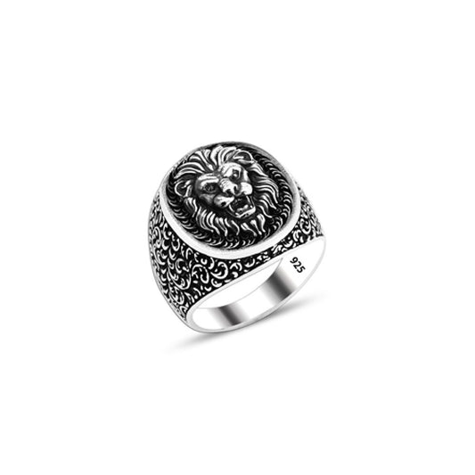 925 Silver Lion Head Ring For Men