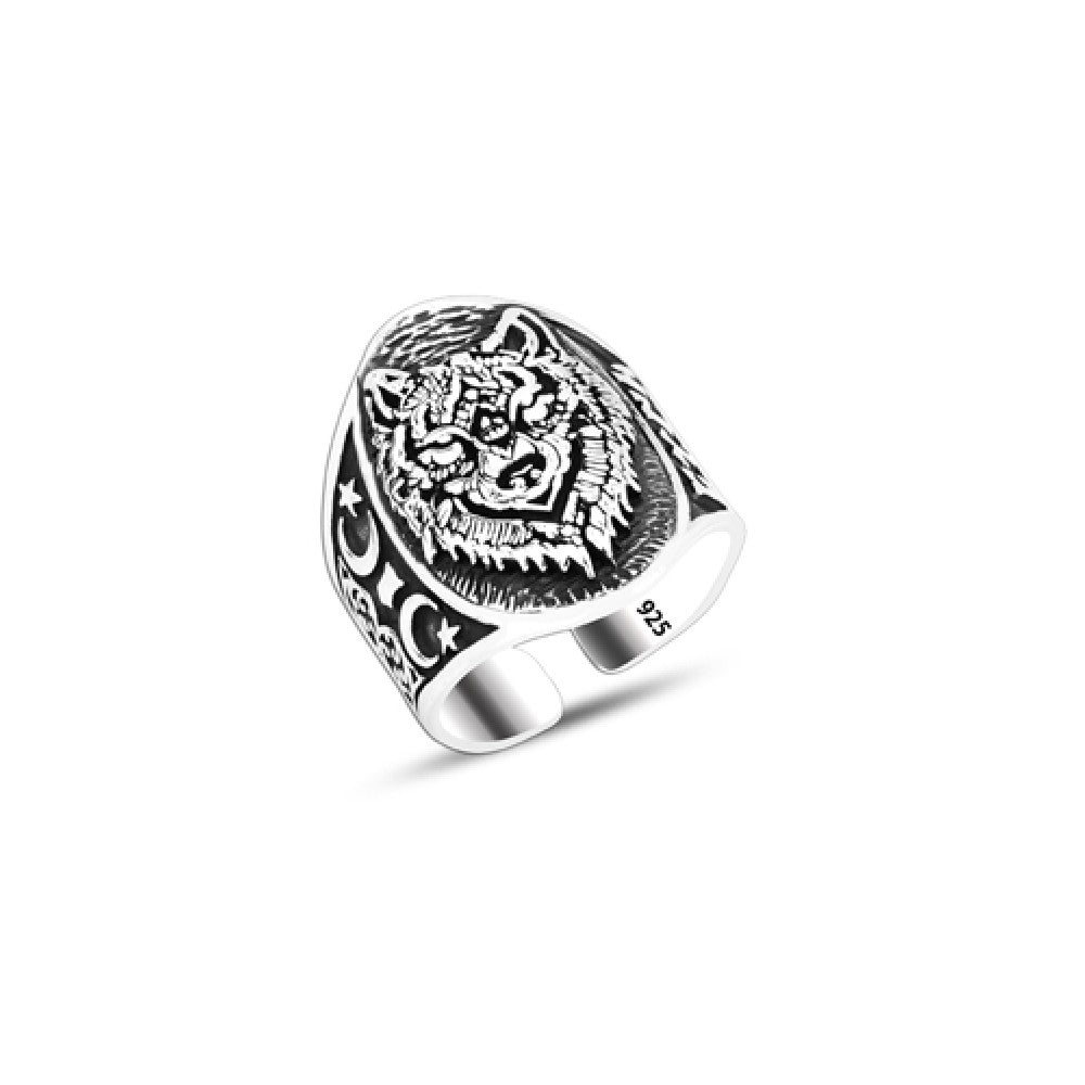 925 Silver Wolf Head Ring For Men