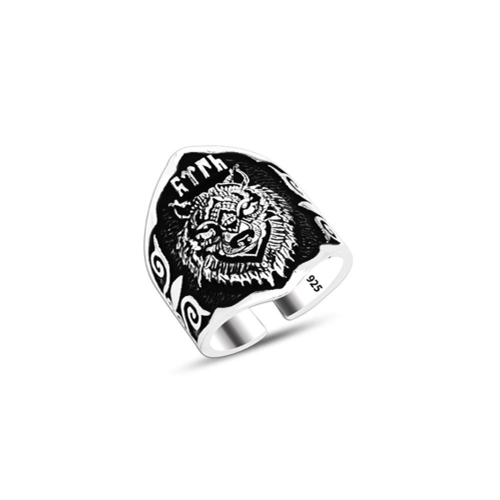 925 Silver Wolf Head Adjustible Ring For Men