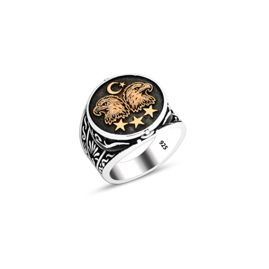 925 Silver Double Headed Eagle Ring For Men