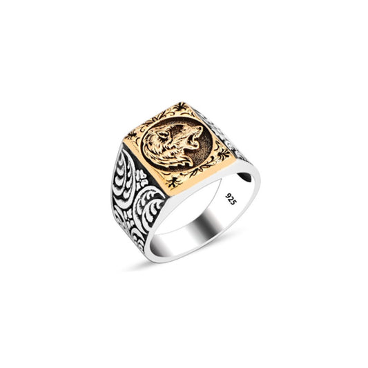 925 Silver Wolf Head Ring For Men