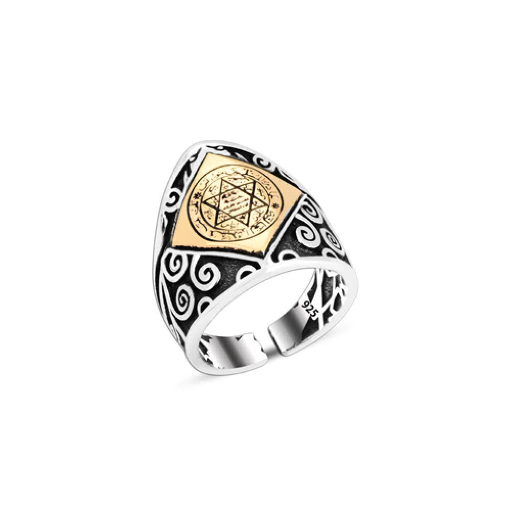 925 Silver Solomon Seal Ring For Men