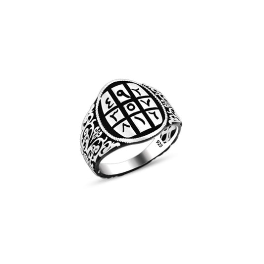 925 Silver Ebced Number Ring For Men