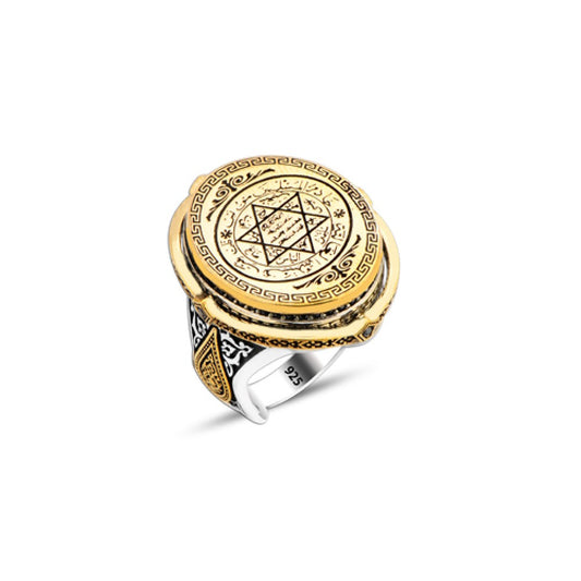 925 Silver Solomon Seal Ring For Men