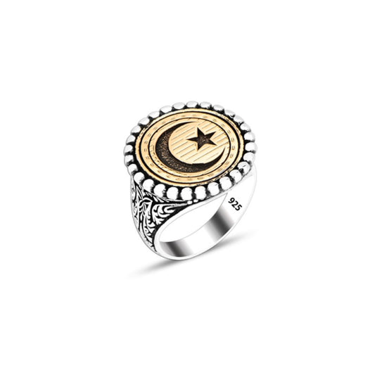 925 Silver Moon and Star Ring For Men