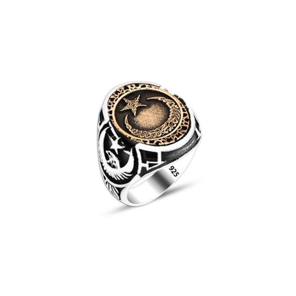 925 Silver Moon and Star Ring For Men