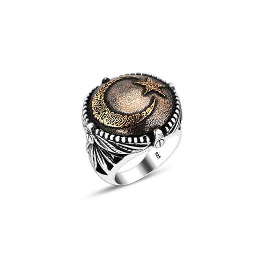 925 Silver Moon and Star Ring For Men