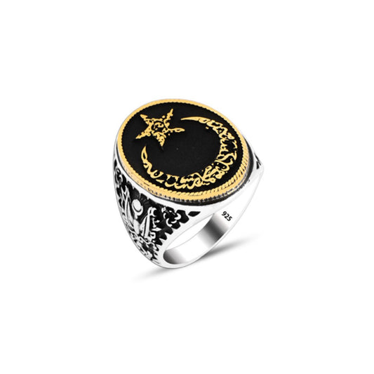 925 Silver Moon and Star Ring For Men