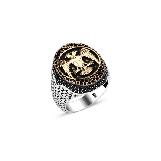 925 Silver Double Headed Eagle Ring For Men