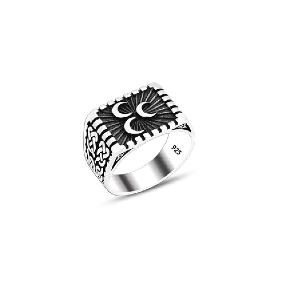 925 Silver Crescent Ring For Men